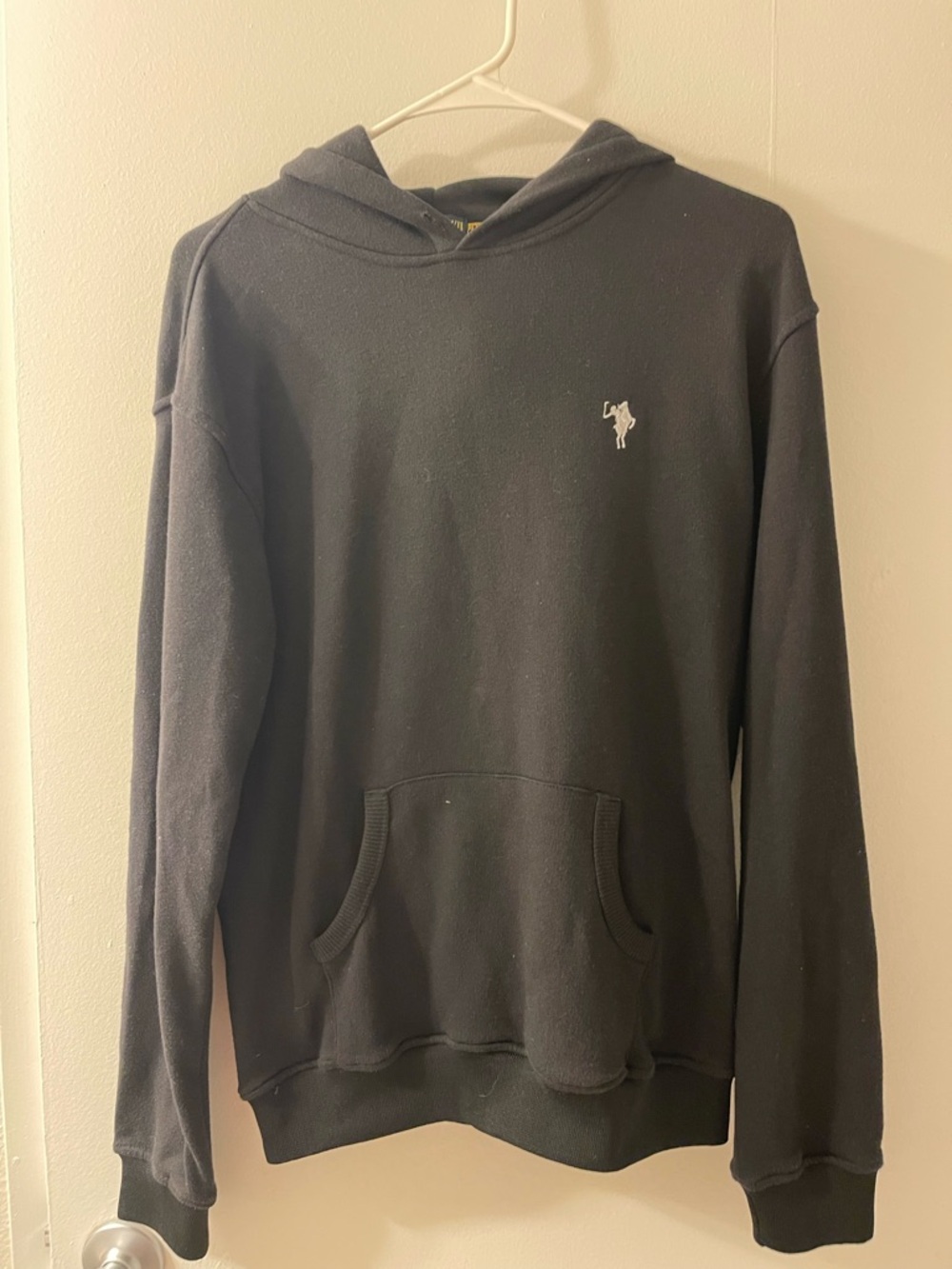 Black Hooded Long-Sleeve Pullover Shirt - Classic Logo